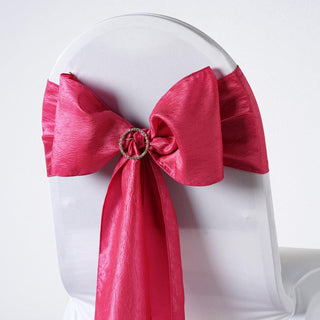Add a Touch of Elegance with Fuchsia Crinkle Crushed Taffeta Chair Sashes