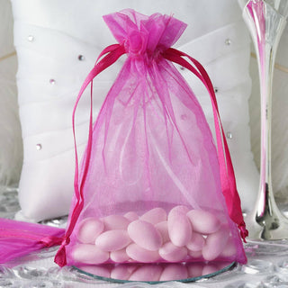 Fuchsia Organza Drawstring Wedding Party Favor Gift Bags