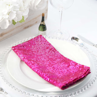Turn Your Table into a Dazzling Display with Fuchsia Sequin Dinner Napkins
