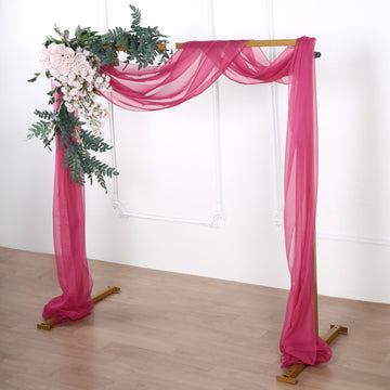 18ft Fuchsia Rose Sheer Organza Wedding Arch Drapery Fabric, Window Scarf Valance
