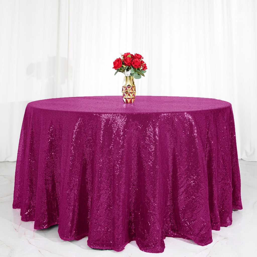 108 Fuchsia Sequin Premium Sequin Tablecloth 7459