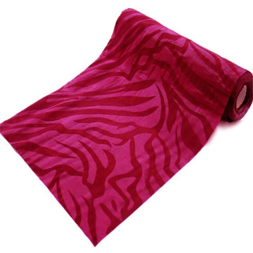 12"x10 Yards | Fuchsia Zebra Animal Print Taffeta Fabric Roll