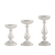 Set of 3 | Mercury Silver Glass Pillar Candle Holder Stands, Votive Candle Centerpieces#whtbkgd