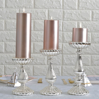 Add Elegance to Your Event with Mercury Silver Glass Pillar Candle Holder Stands