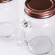 4 Pack | 4oz Rustic Clear Glass Mason Jars With Handles & Rose Gold Screw On Lids