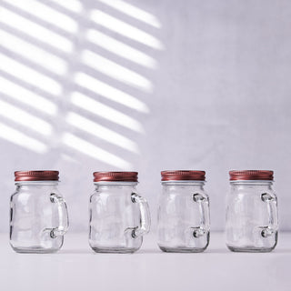 4oz Rustic Clear Glass Mason Jars with Handles