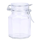 12 Pack | 4oz Clear Glass Hexagon Party Favor Candy Jars With Flip Lids