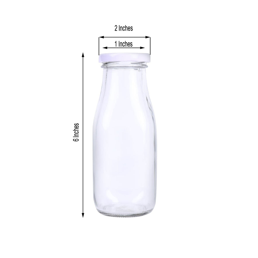 12 Pack | 11oz Clear Glass Party Favor Milk Bottle Jars With Screw On Lids