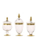 Set of 3 | Gold Trim Clear Glass Apothecary Party Favor Candy Jars With Snap On Lids#whtbkgd