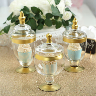 Create a Stunning Atmosphere with Gold Trim Clear Glass Apothecary Jars