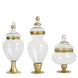 Set of 3 | Large Gold Trim Glass Apothecary Party Favor Candy Jars With Snap On Lids#whtbkgd