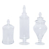 Set of 3 | Clear Glass Modern Apothecary Party Favor Candy Jars With Snap On Lids#whtbkgd