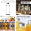 12oz French Square Clear Glass Bottles With Metal Lids, Refillable Glass Storage Jars - 7inch
