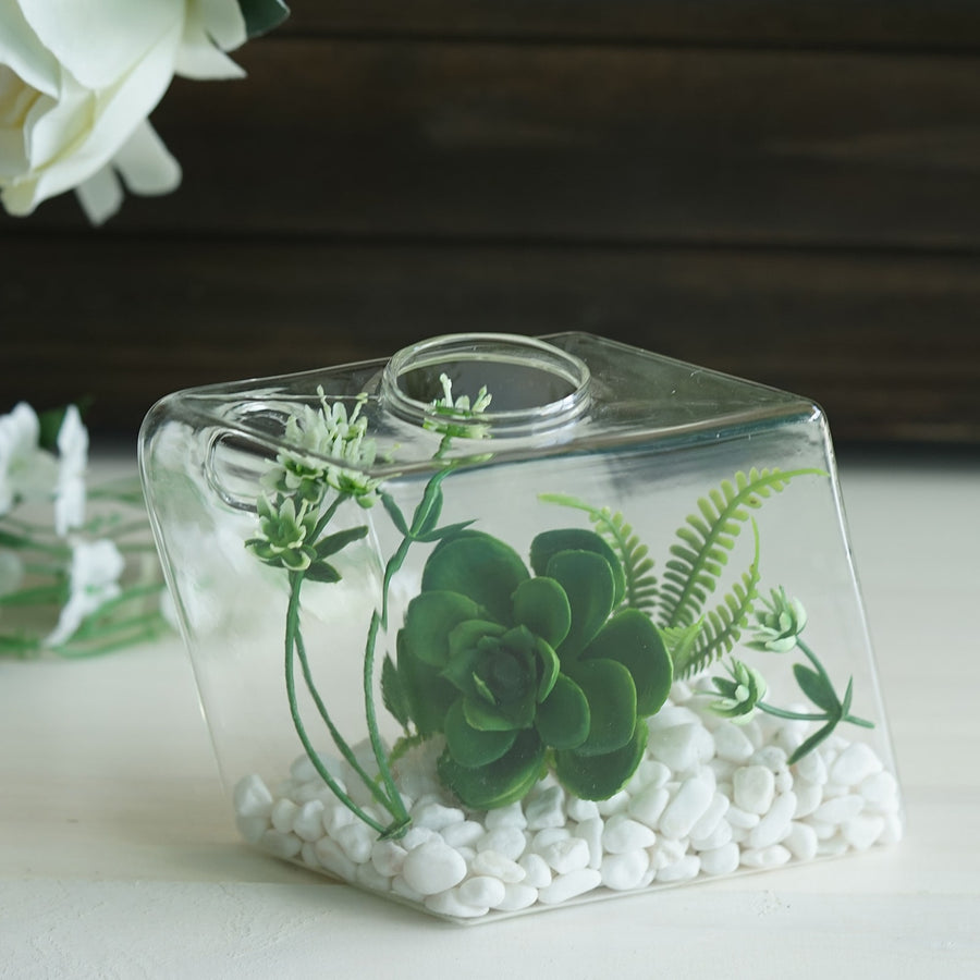 3 Pack | Rhombus Glass Wall Vase | Indoor Wall Mounted Planters | Hanging Terrariums