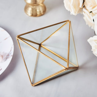 Elegant Gold Metal Geometric Glass Terrarium