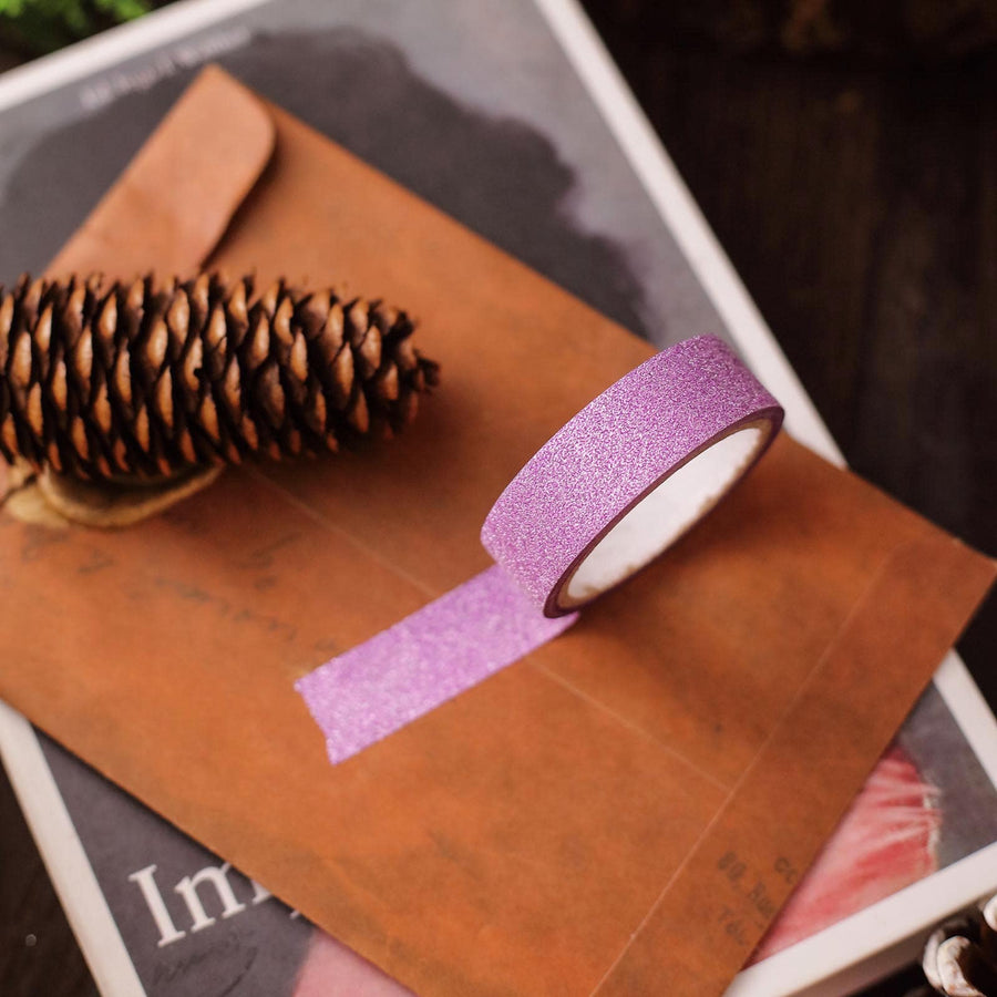 5 Pack | 0.5inch x 5 Yards Purple Washi DIY Craft Glitter Tape