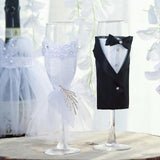 Set of 2 | 9Inch Black Bride Groom Koozie Clear Champagne Glasses, Wedding Toast Flutes