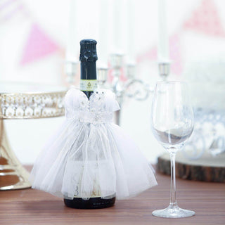Elegant White Bridal Wedding Dress Wine Bottle Koozie