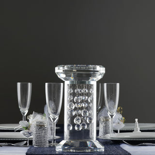 Elegant Clear Glass Crystal Pillar Candle Holder