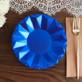 7inch Geometric Royal Blue Dessert Appetizer Paper Plates, Disposable Salad Party Plates - 400 GSM