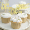 24 Pack | Glitter Gold Happy Birthday Cupcake Toppers, Cake Picks