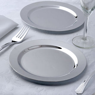Glossy Silver Disposable Salad Plates with Metallic Finish