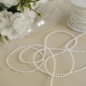 24 Yards 3mm Glossy White Faux Craft Pearl String Beads Garland