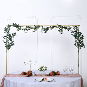 42" Gold Adjustable Over The Table Metal Balloon Frame Pipe Stand, Wedding Arch Flower Rod Stand