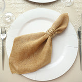 5 Pack | Gold Boho Chic Rustic Faux Burlap Cloth Dinner Napkins - 19inch