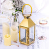 8inch Gold Crown Top Stainless Steel Candle Lantern Centerpiece Outdoor Metal Patio Lantern