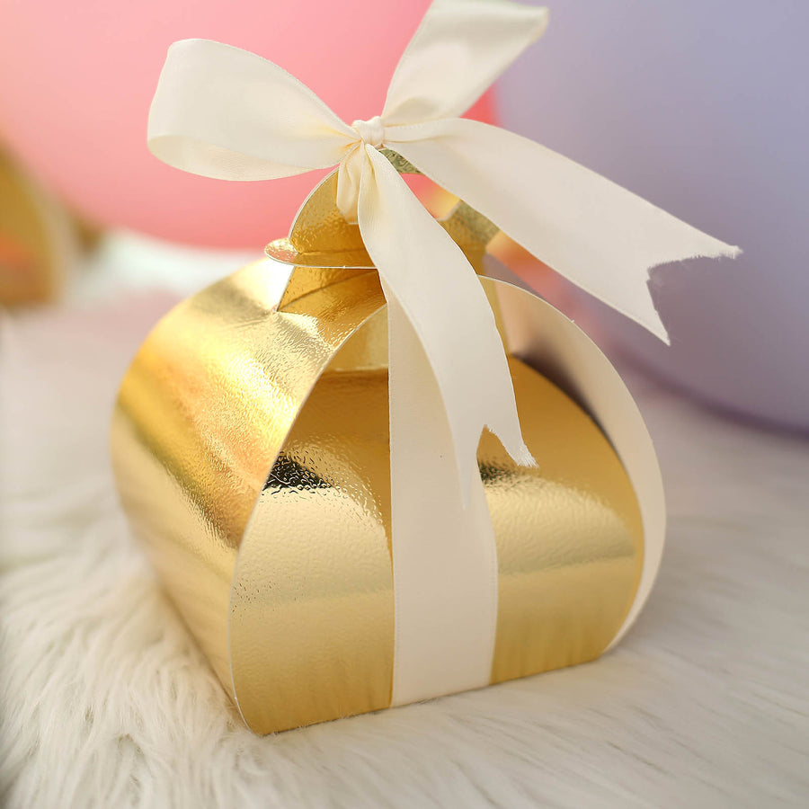 25 Pack | 3.5inch Gold Cupcake Party Favor Gift Boxes, DIY Easy Assembly