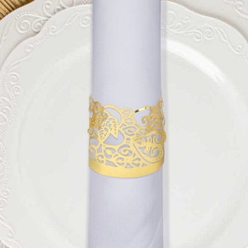 20 Pack Gold Foil Paper Floral Lace Candle Holder Wraps, Votive Tealight Decorative Wraps