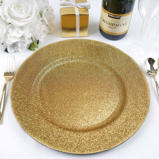 Add Sparkle to Your Tables with Gold Glitter Charger Plates