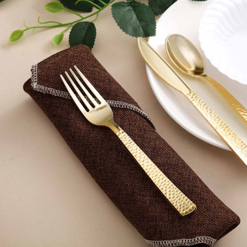 24 Pack | Gold Hammered Style 7" Heavy Duty Plastic Forks, Plastic Silverware