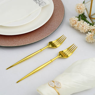 Add Elegance to Your Table with Gold 8" Heavy Duty Plastic Forks