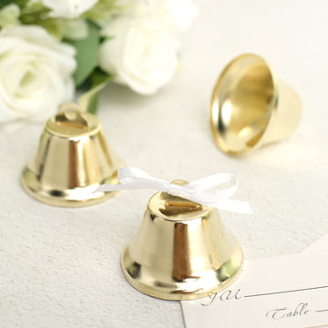 24 Pack Gold Kissing Bells, Cowbell Farmhouse Wedding Favors