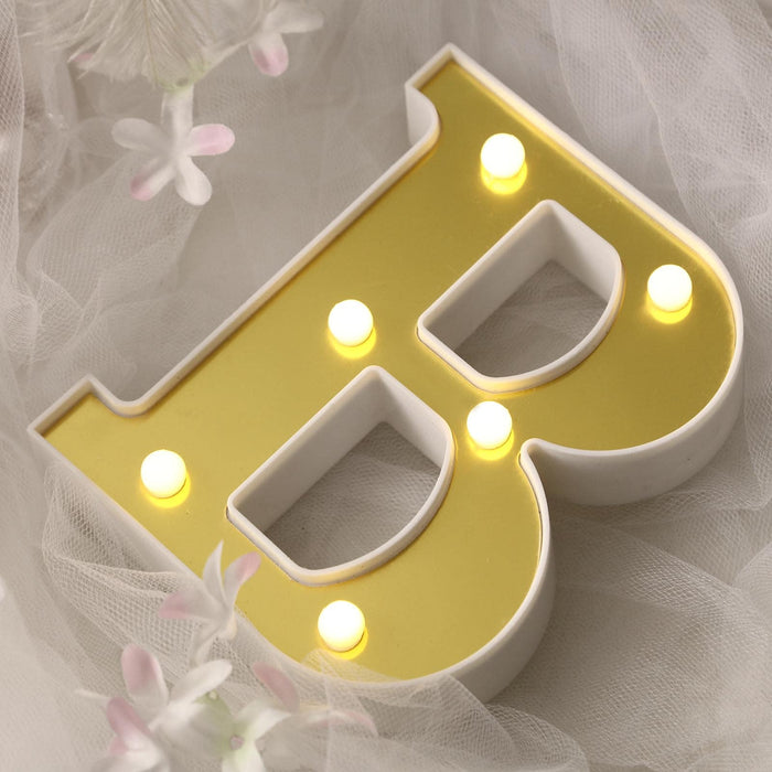 6 Gold 3D Marquee Letters | Warm White 6 LED Light Up Letters | B
