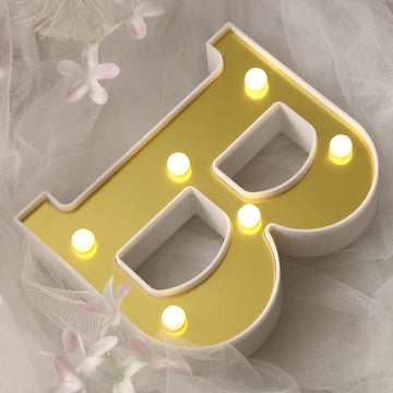 6" Gold 3D Marquee Letters - Warm White 6 LED Light Up Letters - B