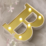 6 Gold 3D Marquee Letters | Warm White 6 LED Light Up Letters | B