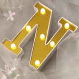 6" Gold 3D Marquee Letters | Warm White 7 LED Light Up Letters | N
