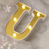 6" Gold 3D Marquee Letters | Warm White 5 LED Light Up Letters | U
