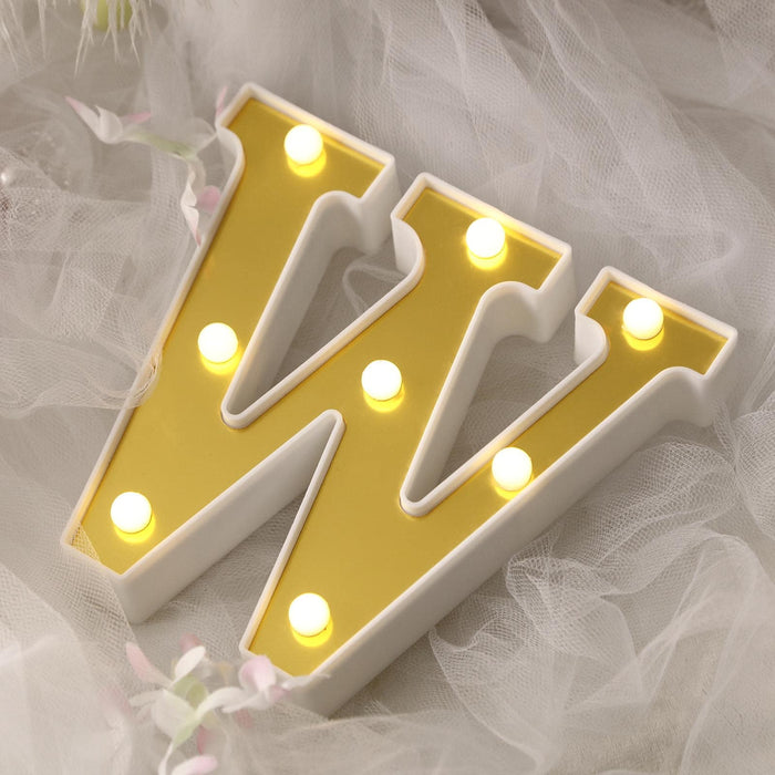 6 Gold 3D Marquee Letters | Warm White 8 LED Light Up Letters | W