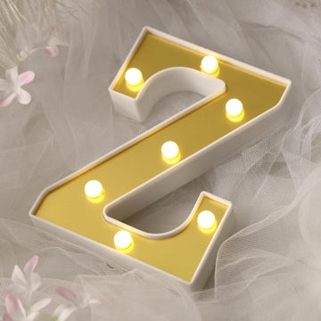 6" Gold 3D Marquee Letters - Warm White 7 LED Light Up Letters - Z