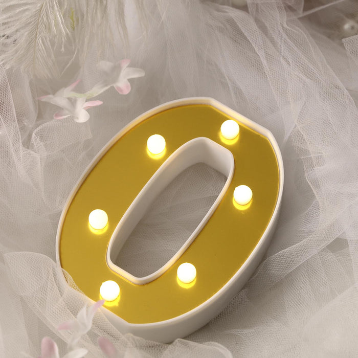6" Gold 3D Marquee Numbers | Warm White 6 LED Light Up Numbers | 0