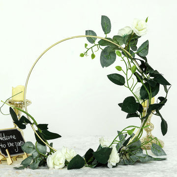 Set of 5 | Gold Metal Floral Hoop Wreath , Dreamcatcher Hoops