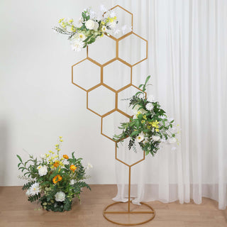 Practical and Reusable Gold Floor Standing Balloon Display Arch