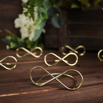 10 Pack Gold Metal 3" Infinity Card Holder Stands, Table Number Stands, Wedding Table Place Card Menu Clips