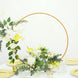 28Inch Gold Metal Round Hoop Wedding Centerpiece, Self Standing Table Floral Wreath Frame