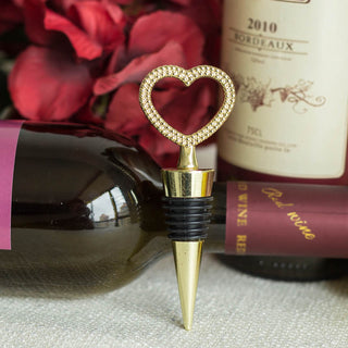 Gold Metal Studded Heart Wine Bottle Stopper