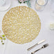 6 Pack | 15inch Gold Metallic Woven Vinyl Placemats, Non-Slip Round Table Mats